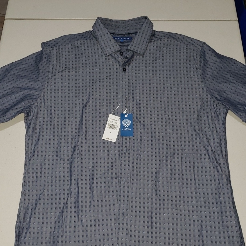 Vince Camuto Indigo Checkered Button Down Shirt